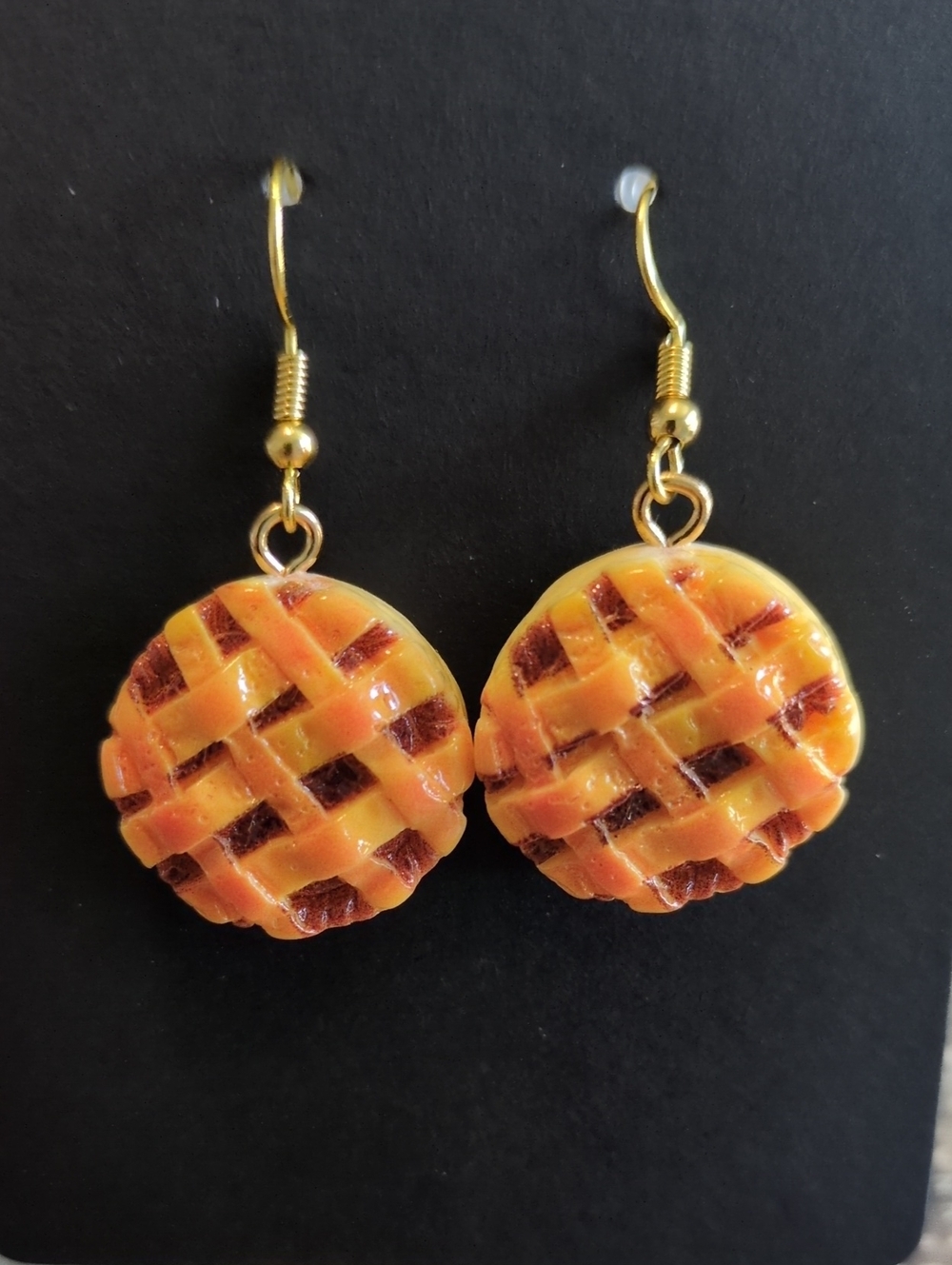 Handcrafted Cherry Pie Lattice Dangle Earrings